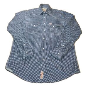 Rafter C Proflex 45 Pearl Snap Shirt Med Rockabilly Western Rodeo Geometric Navy